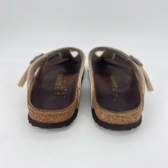 Birkenstock Gizeh Women Size 7 White Birko Flor Leather Thong T Strap Sandal - Picture 5 of 12